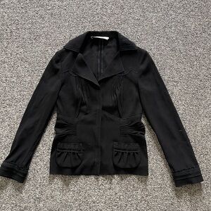 Prada Black Pintuck Pleated Tailored Blazer Jacket Sz 40 US XS 0 2